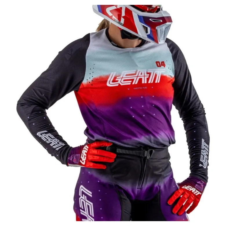 Bluza cross damska LEATT MOTO 4.5 LITE LADY SUNBURN czarny biały czerwony fioletowy