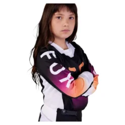 Bluza cross dziecięca FOX JUNIOR 180 FLORA BLACK czarny pomarańczowy