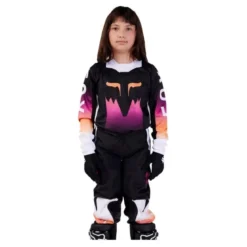 Bluza cross dziecięca FOX JUNIOR 180 FLORA BLACK czarny pomarańczowy