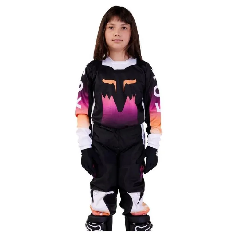 Bluza cross dziecięca FOX JUNIOR 180 FLORA BLACK czarny pomarańczowy