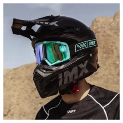 Gogle motocyklowe IMX ENDURANCE RACE TURQUOISE MATT/BLACK SZYBA IRIDIUM GREEN + CLEAR niebieski czarny