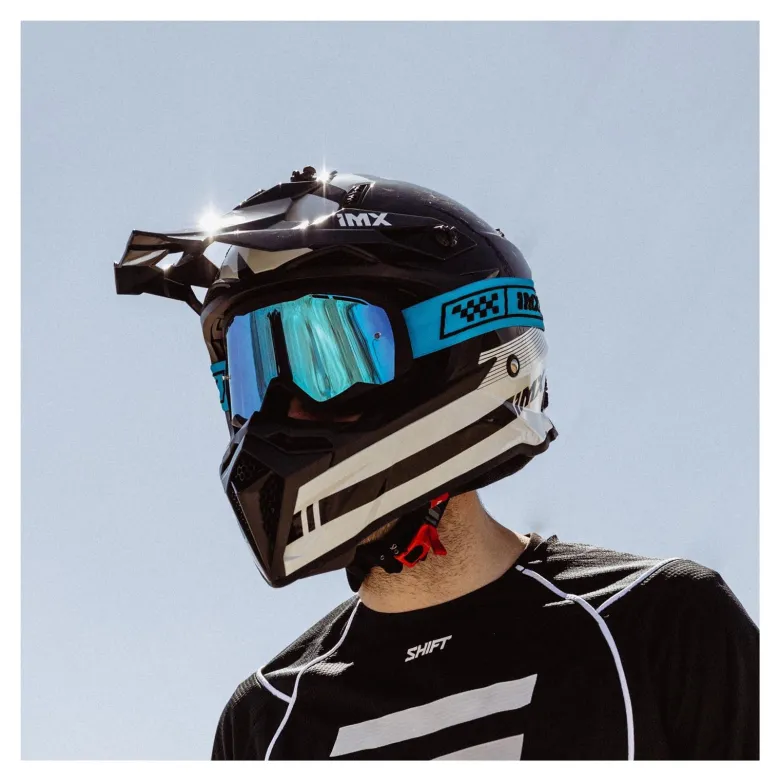 Gogle motocyklowe IMX ENDURANCE RACE BLACK MATT/BLUE SZYBA IRIDIUM BLUE + CLEAR czarny mat niebieski