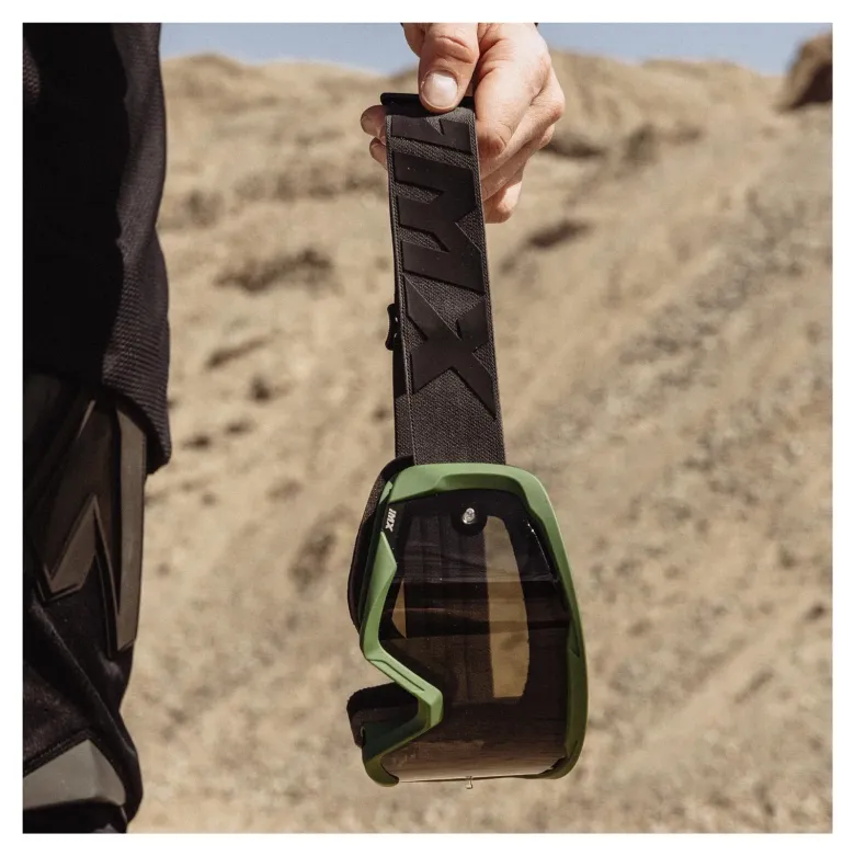 Gogle motocyklowe IMX ENDURANCE FLIP GREEN MATT/BLACK SZYBA DARK SMOKE + CLEAR zielony czarny