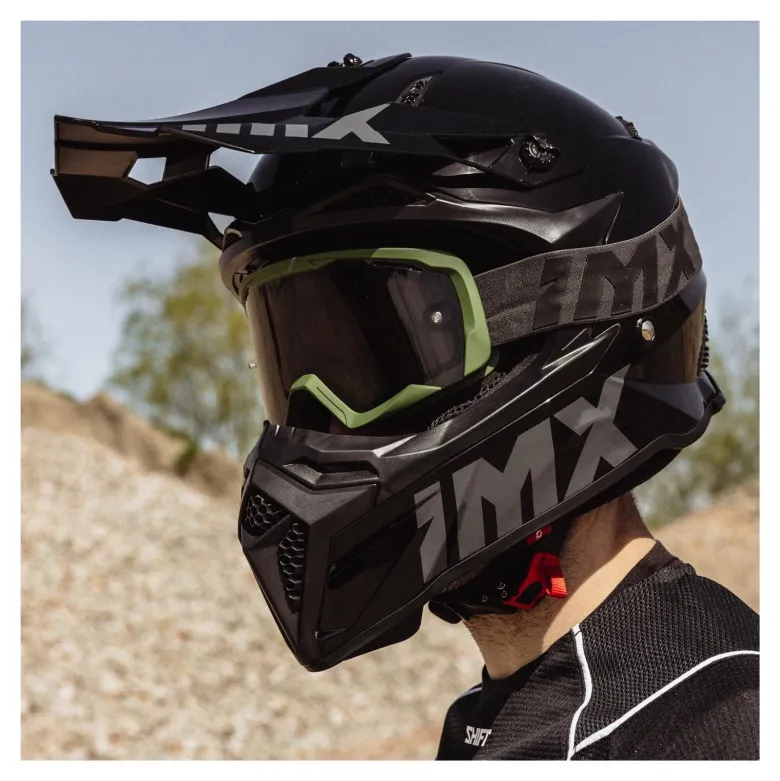 Gogle motocyklowe IMX ENDURANCE FLIP GREEN MATT/BLACK SZYBA DARK SMOKE + CLEAR zielony czarny