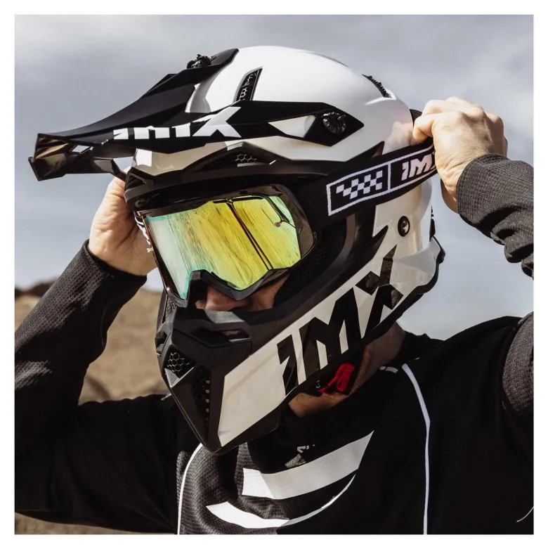 Gogle motocyklowe IMX ENDURANCE RACE BLACK GLOSS/WHITE SZYBA IRIDIUM GOLD + CLEAR czarny biały
