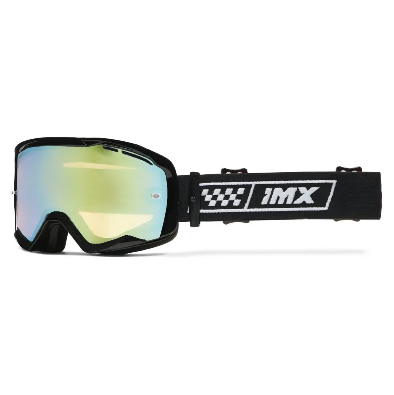 Gogle motocyklowe IMX ENDURANCE RACE BLACK GLOSS/WHITE SZYBA IRIDIUM GOLD + CLEAR czarny biały