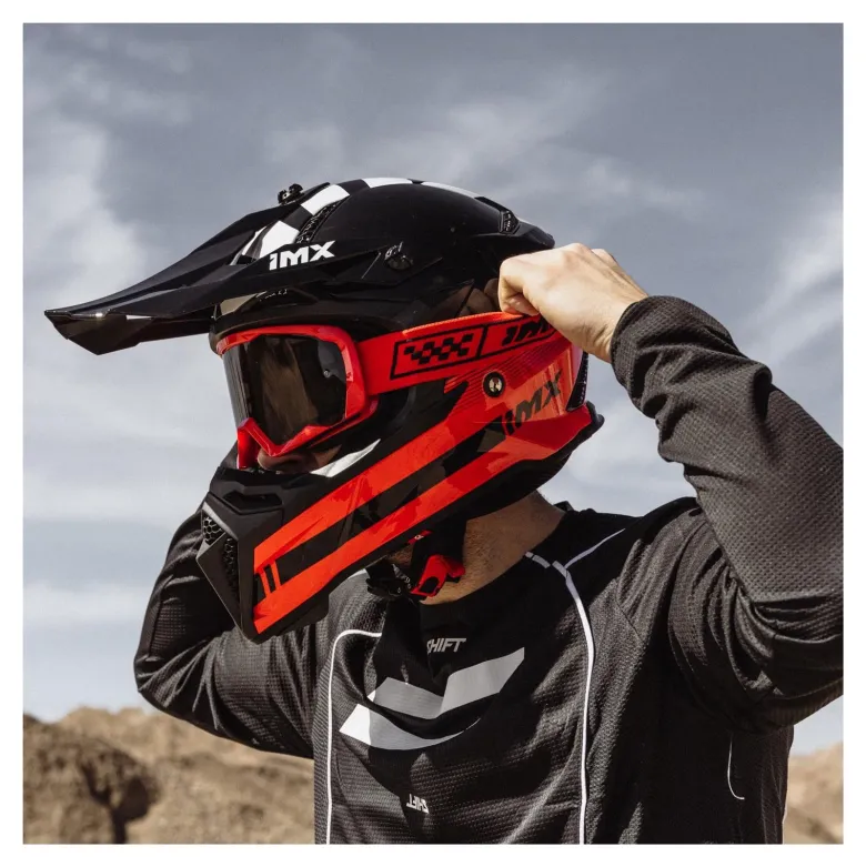Gogle motocyklowe IMX ENDURANCE RACE RED GLOSS/RED SZYBA DARK SMOKE + CLEAR czerwony