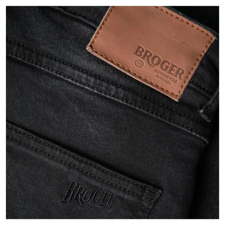 Jeansy motocyklowe BROGER CALIFORNIA WASHED BLACK czarny