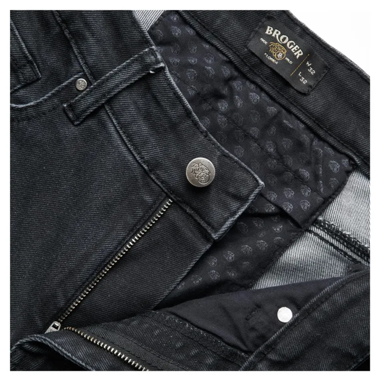 Jeansy motocyklowe damskie BROGER FLORIDA II LADY SLIM FIT WASHED BLACK czarny