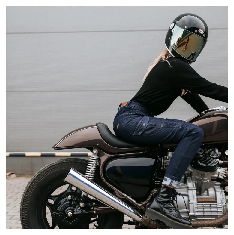 Jeansy motocyklowe damskie BROGER OHIO RAW NAVY granatowy