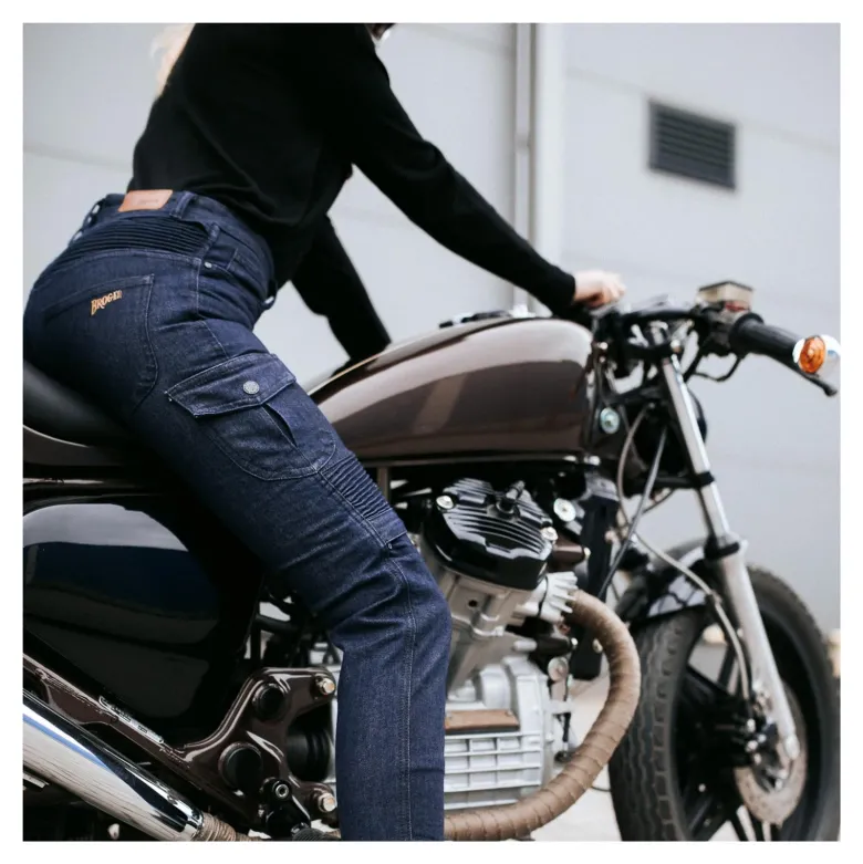 Jeansy motocyklowe damskie BROGER OHIO RAW NAVY granatowy