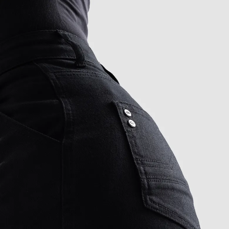 Jeansy motocyklowe damskie OZONE JANE LADY JOGGER FIT BLACK czarny