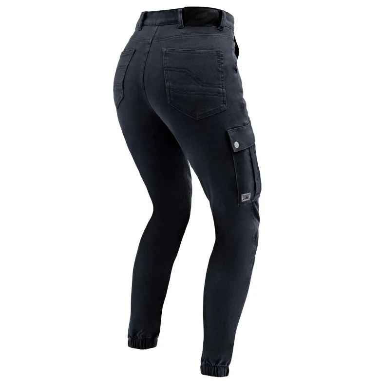 Jeansy motocyklowe damskie OZONE JANE LADY JOGGER FIT BLACK czarny