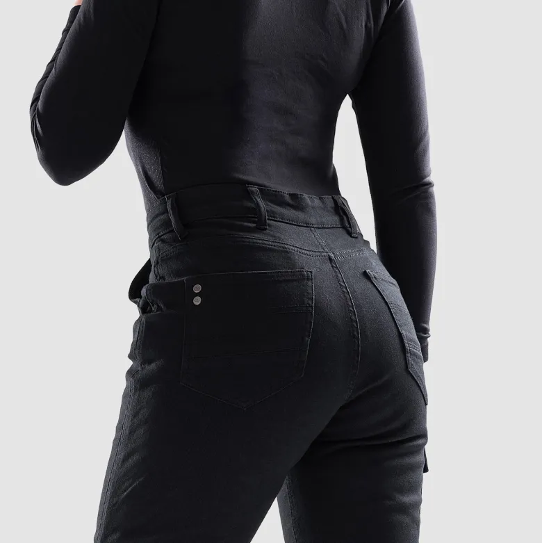 Jeansy motocyklowe damskie OZONE JANE LADY JOGGER FIT BLACK czarny