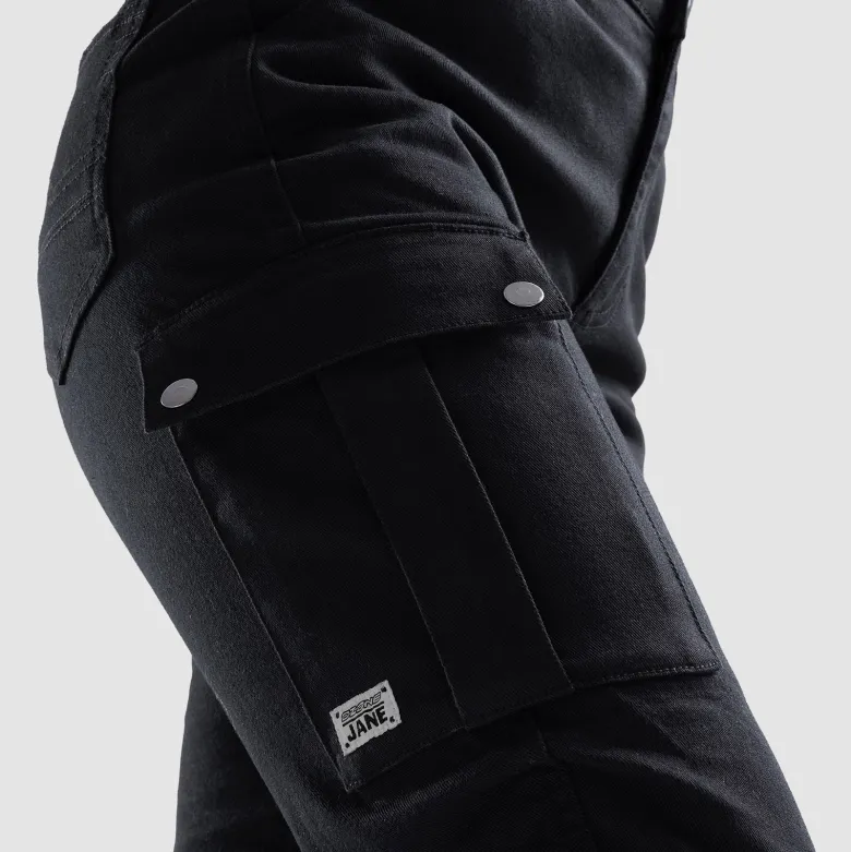 Jeansy motocyklowe damskie OZONE JANE LADY JOGGER FIT BLACK czarny
