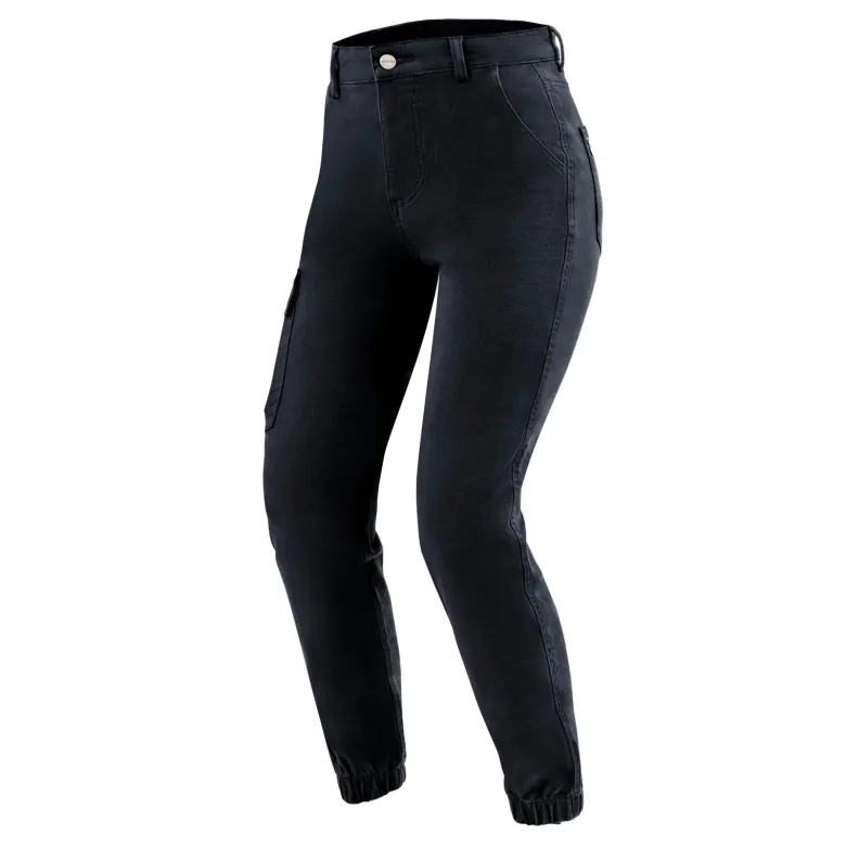 Jeansy motocyklowe damskie OZONE JANE LADY JOGGER FIT BLACK czarny