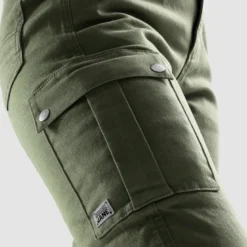 Jeansy motocyklowe damskie OZONE JANE LADY JOGGER FIT OLIVE zielony