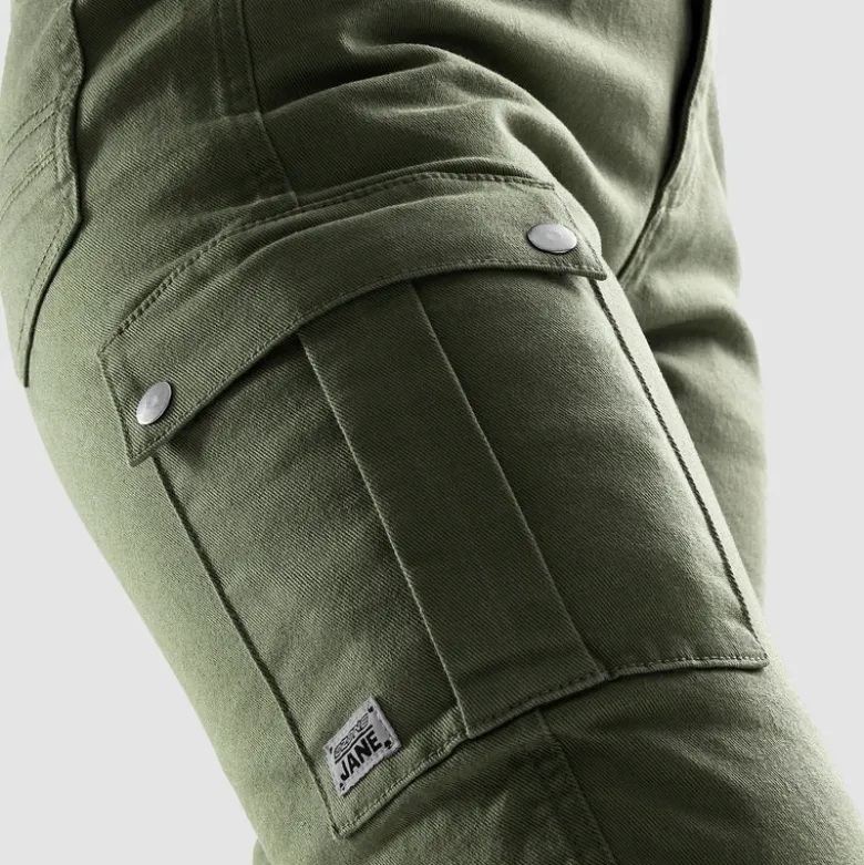 Jeansy motocyklowe damskie OZONE JANE LADY JOGGER FIT OLIVE zielony