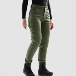 Jeansy motocyklowe damskie OZONE JANE LADY JOGGER FIT OLIVE zielony