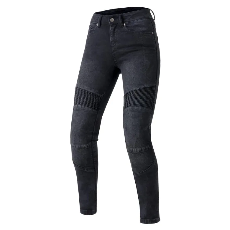 Jeansy motocyklowe damskie OZONE AGNESS II LADY WASHED BLACK czarny