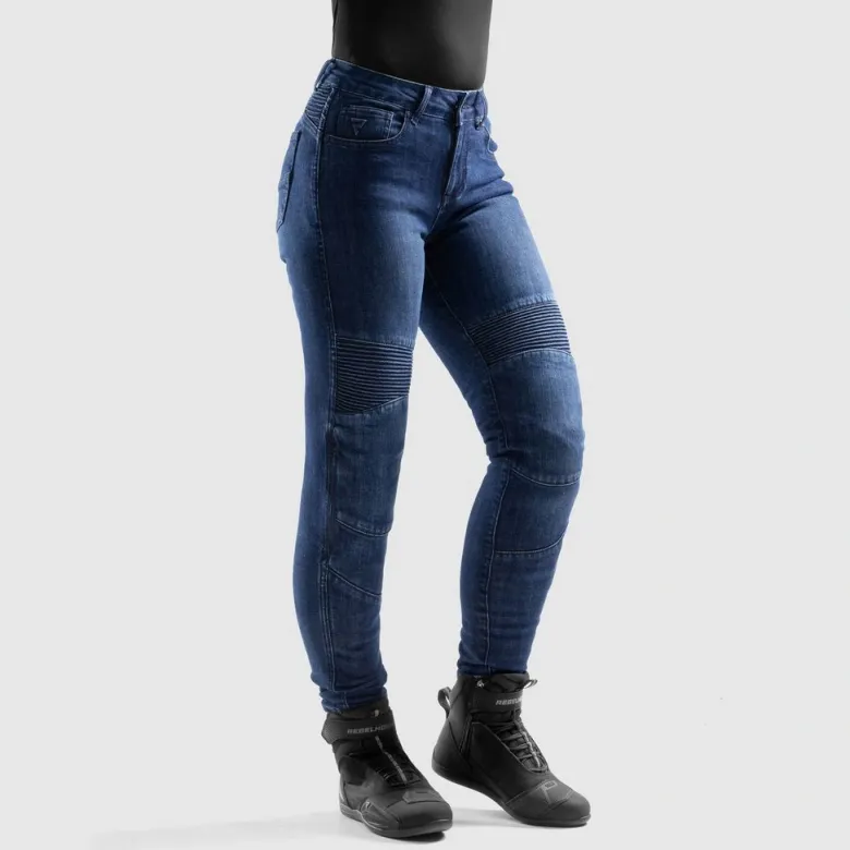 Jeansy motocyklowe damskie REBELHORN AGNESS 2 MONOLAYER WASHED BLUE niebieski