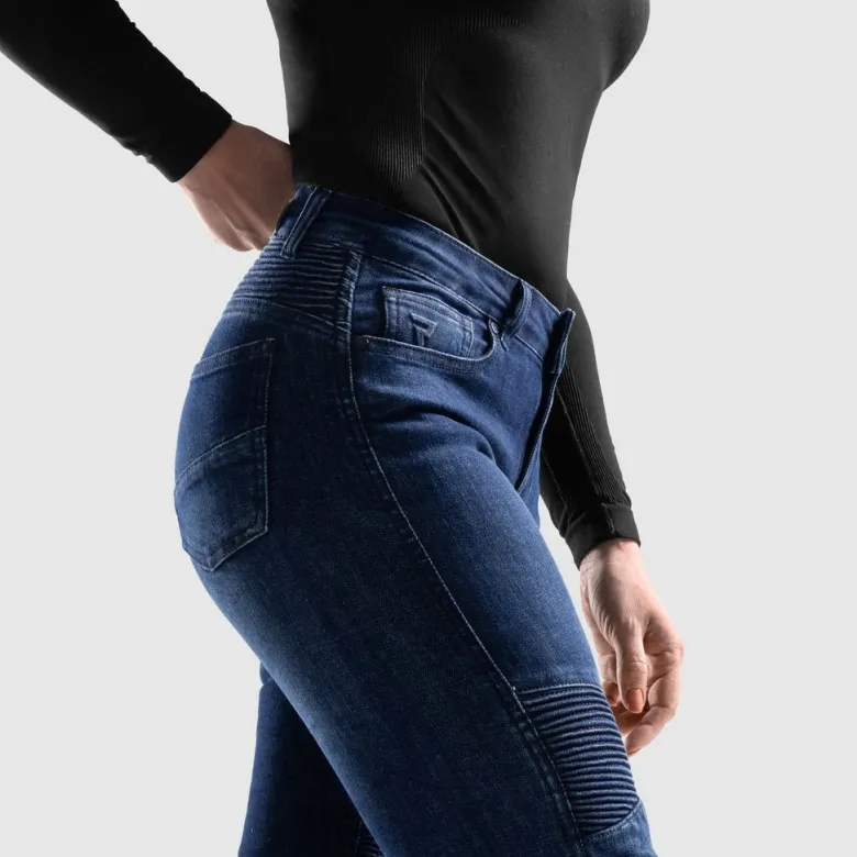 Jeansy motocyklowe damskie REBELHORN AGNESS 2 MONOLAYER WASHED BLUE niebieski