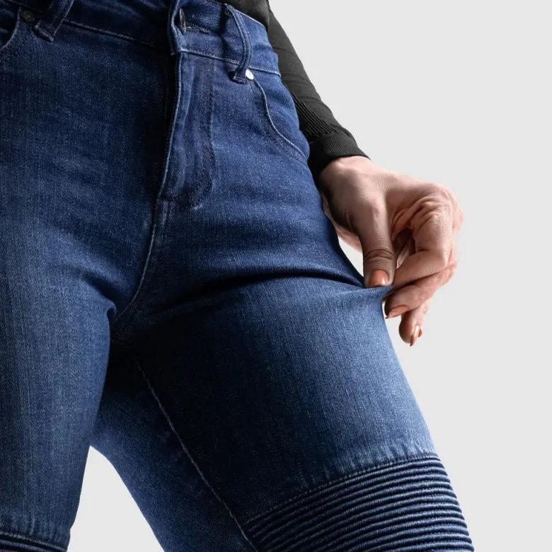 Jeansy motocyklowe damskie REBELHORN AGNESS 2 MONOLAYER WASHED BLUE niebieski