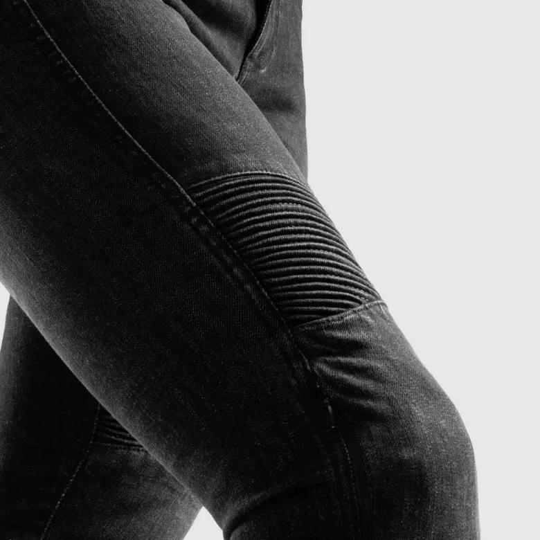 Jeansy motocyklowe damskie REBELHORN AGNESS 2 MONOLAYER WASHED BLACK czarny