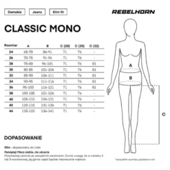 Jeansy motocyklowe damskie REBELHORN CLASSIC MONOLAYER LADY WASHED BLACK czarny