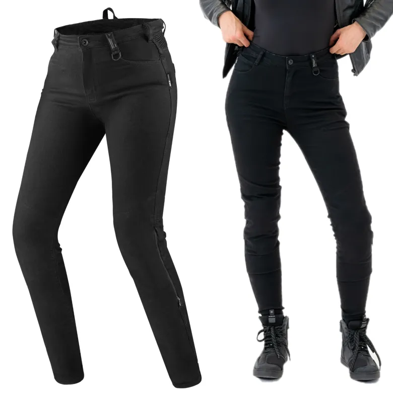 Jeansy motocyklowe damskie SHIMA FLEXX LADY BLACK czarny