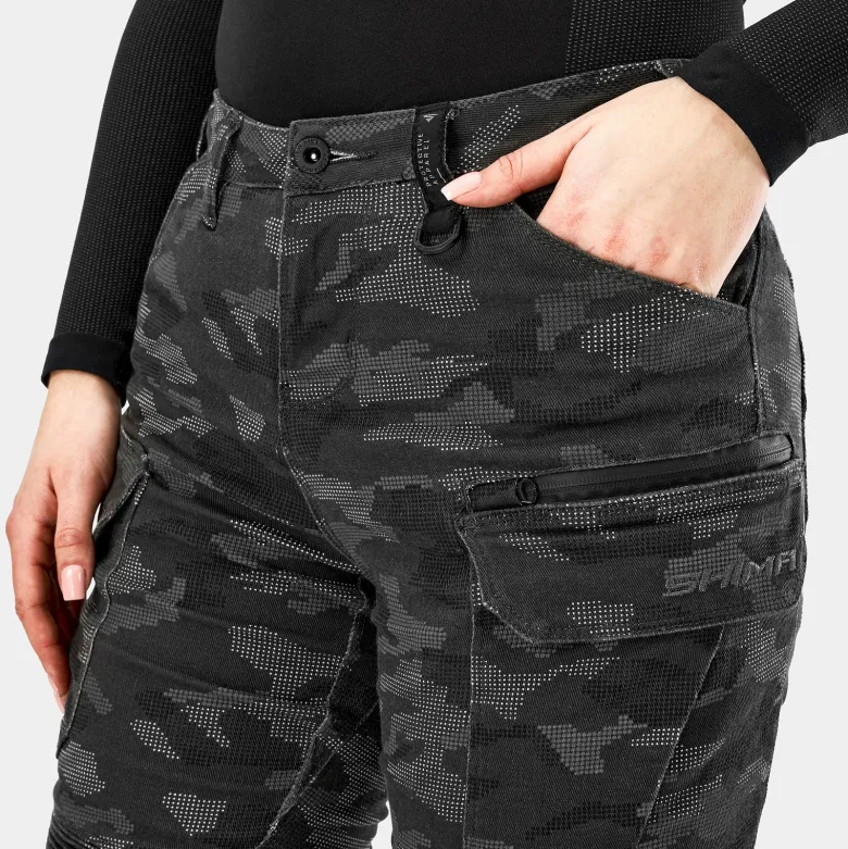 Jeansy motocyklowe damskie SHIMA GIRO 3.0 LADY CAMO szary czarny