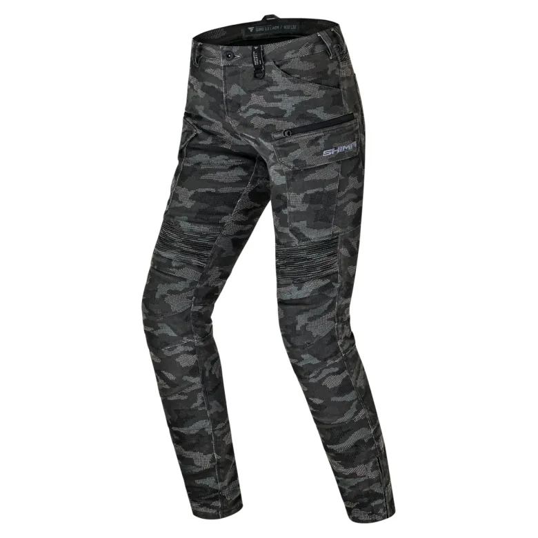 Jeansy motocyklowe damskie SHIMA GIRO 3.0 LADY CAMO szary czarny