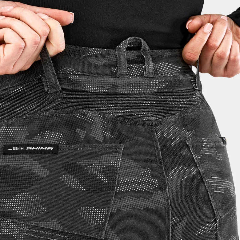 Jeansy motocyklowe damskie SHIMA GIRO 3.0 LADY CAMO szary czarny
