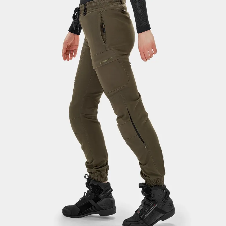 Jeansy motocyklowe damskie SHIMA JOGGSY LADY KHAKI zielony