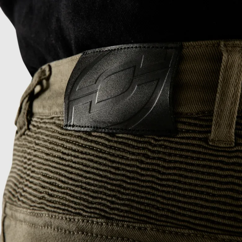 Jeansy motocyklowe OZONE FASTER TAPERED FIT OLIVE zielony