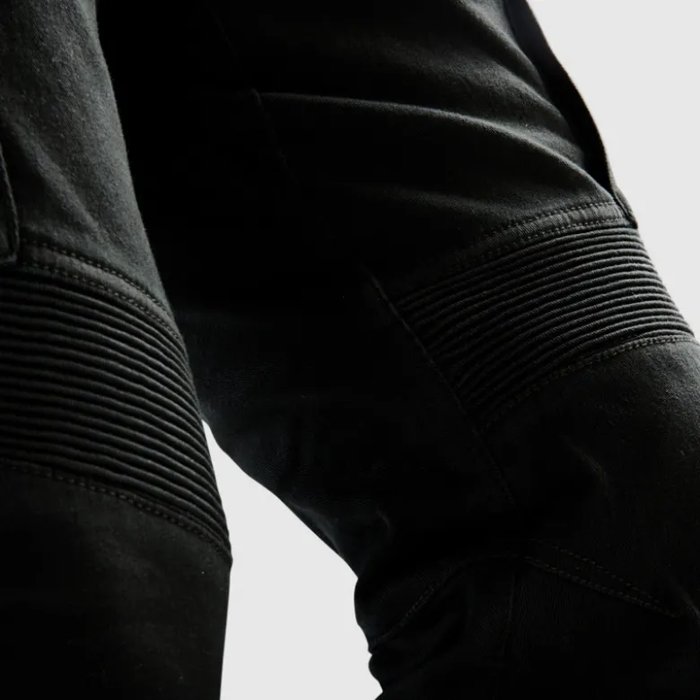 Jeansy motocyklowe OZONE FASTER TAPERED FIT BLACK czarny