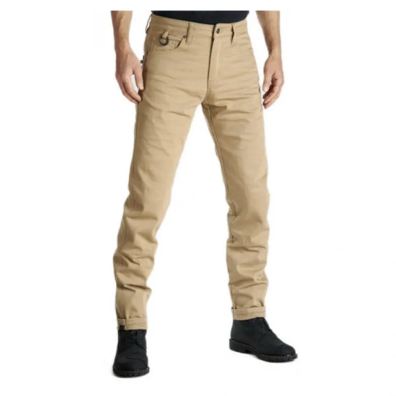 Jeansy motocyklowe PANDO MOTO ROBBY SLIM BEIGE beżowy