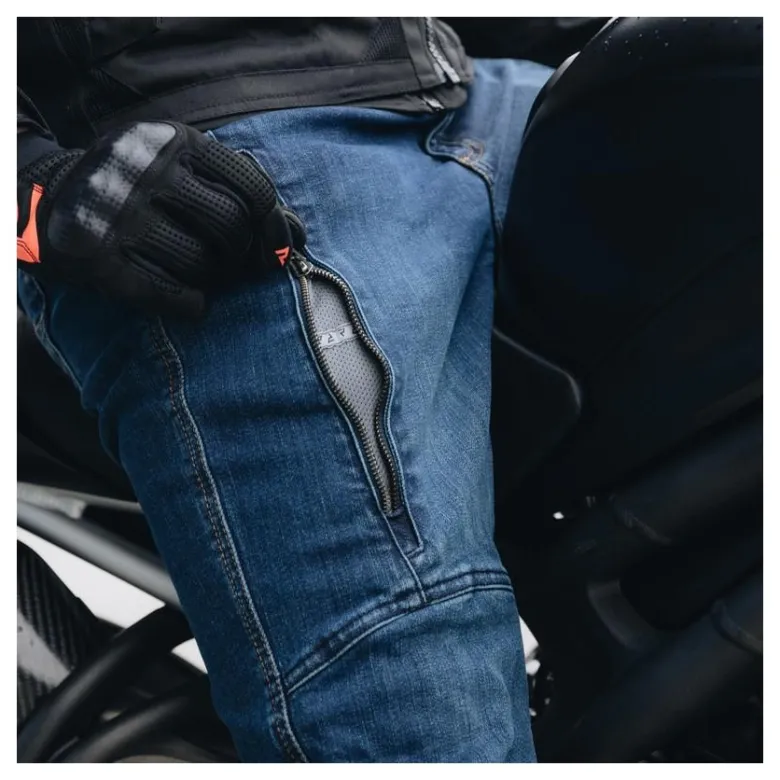 Jeansy motocyklowe REBELHORN HAWK III REGULAR FIT WASHED BLUE niebieski
