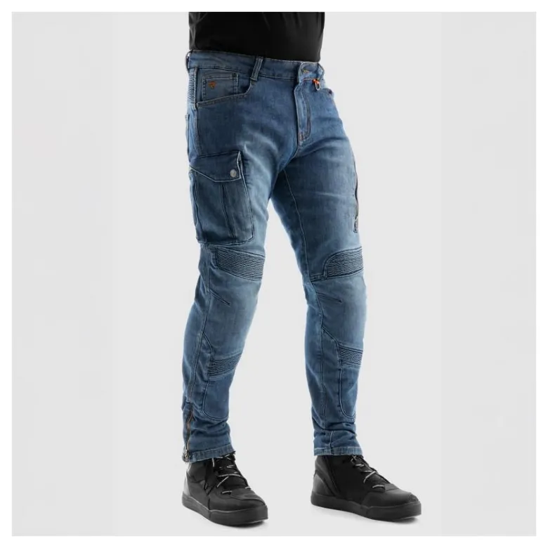 Jeansy motocyklowe REBELHORN VANDAL MONOLAYER WASHED BLUE niebieski