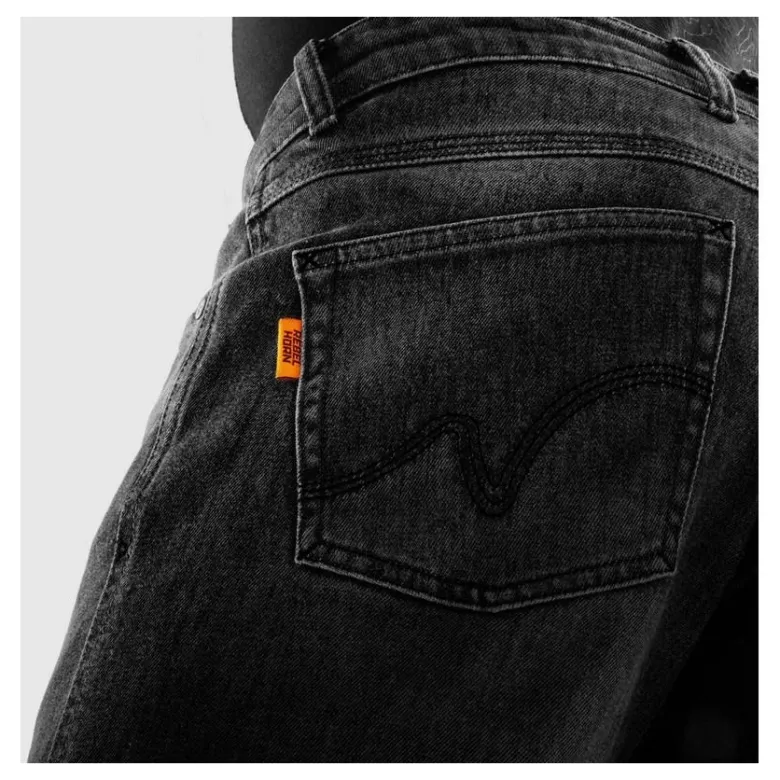 Jeansy motocyklowe REBELHORN BRONCO MONOLAYER WASHED BLACK czarny