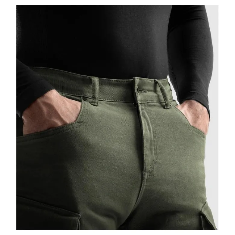 Jeansy motocyklowe REBELHORN FASTER OLIVE GREEN zielony