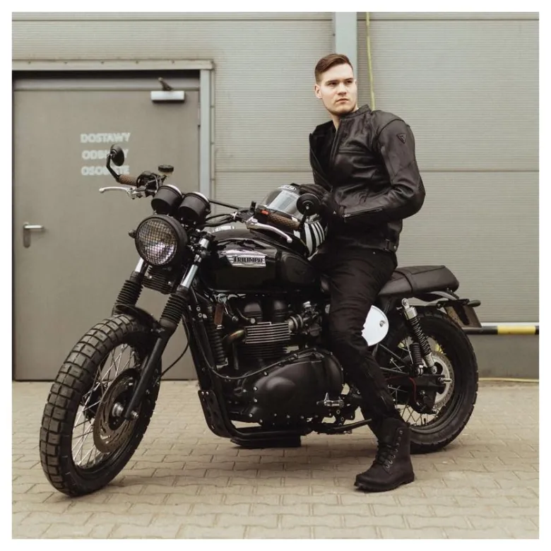 Jeansy motocyklowe REBELHORN RAGE II TAPERED FIT WASHED BLACK czarny