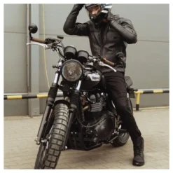 Jeansy motocyklowe REBELHORN RAGE II TAPERED FIT WASHED BLACK czarny
