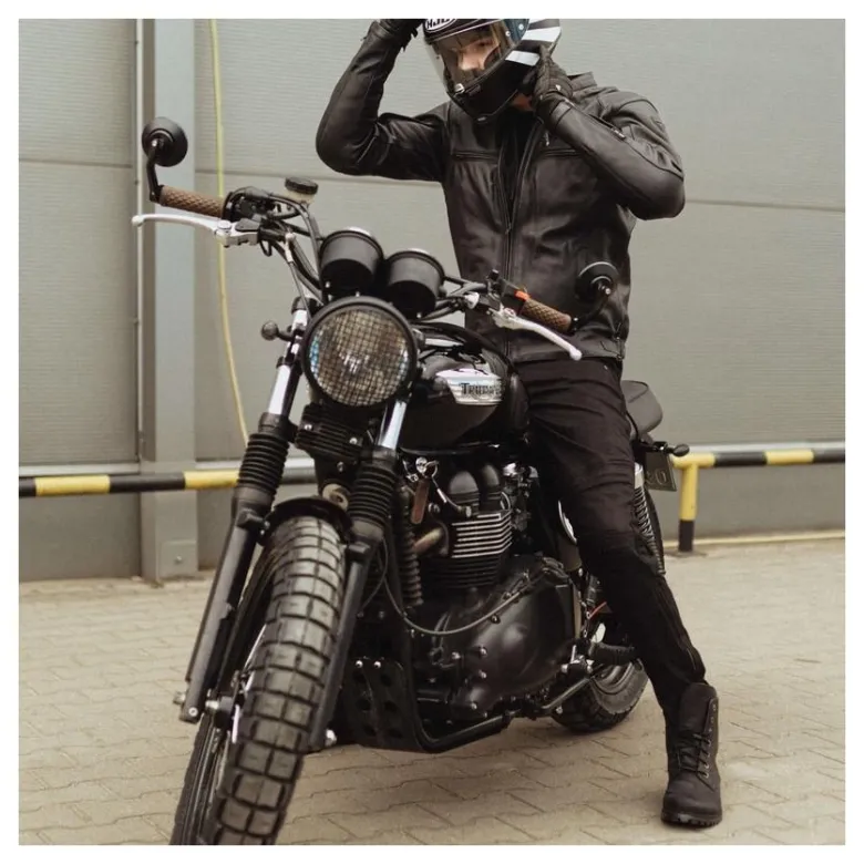 Jeansy motocyklowe REBELHORN RAGE II TAPERED FIT WASHED BLACK czarny