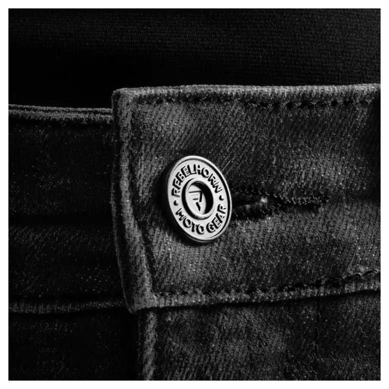 Jeansy motocyklowe REBELHORN CLASSIC MONOLAYER WASHED BLACK czarny