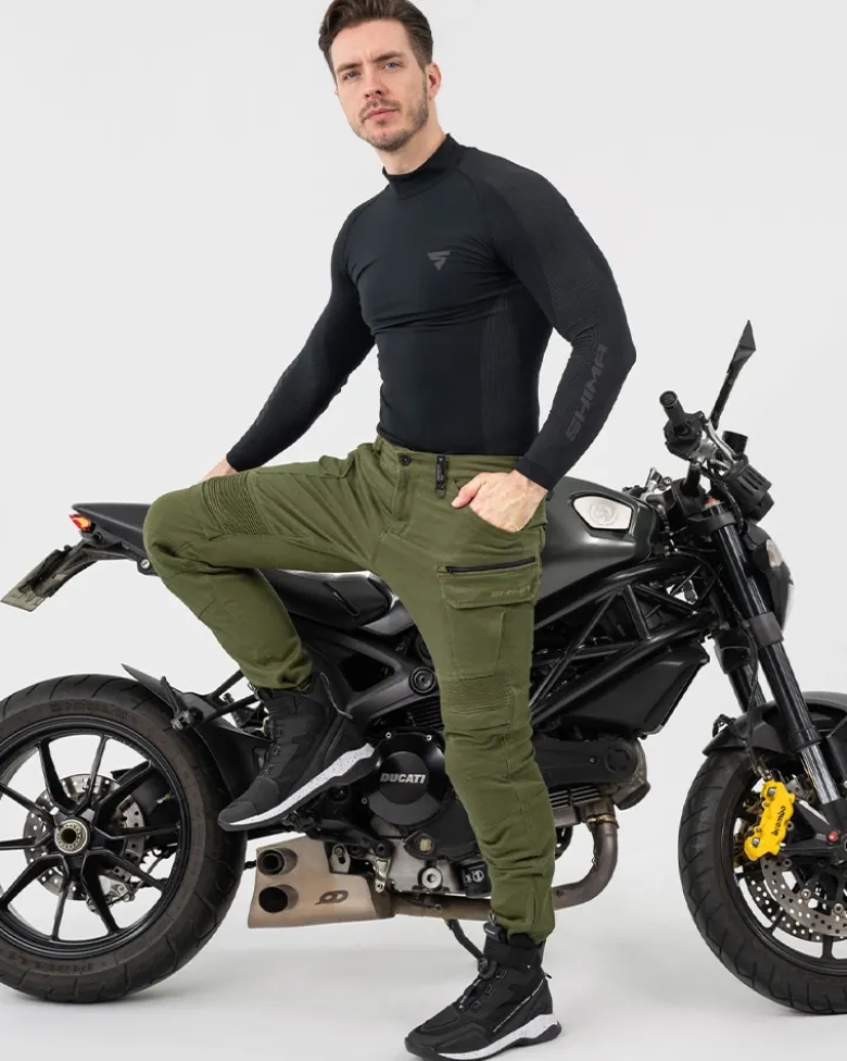Jeansy motocyklowe SHIMA GIRO 3.0 KHAKI zielony