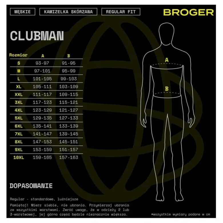 Kamizelka skórzana BROGER CLUBMAN BLACK czarny