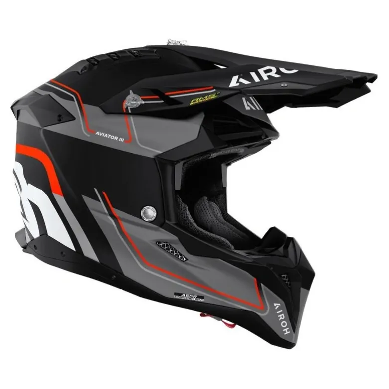 Kask cross AIROH AVIATOR 3 LEADER ORANGE MATT czarny szary pomarańczowy
