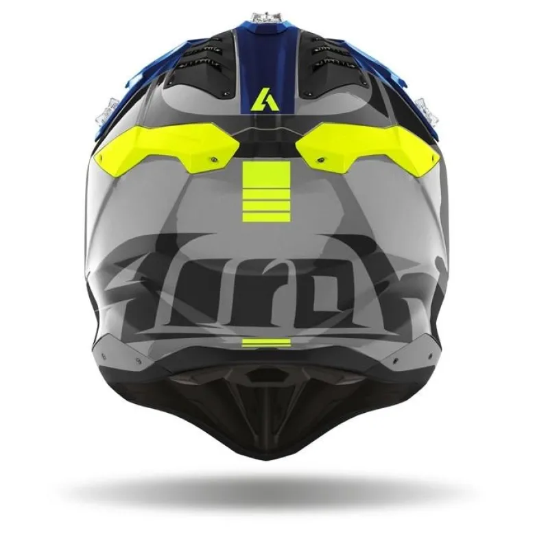 Kask cross AIROH AVIATOR 3 PUSH BLUE GLOSS szary niebieski żółty fluo