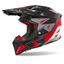 Kask cross AIROH AVIATOR 3 SPIN RED MATT czarny czerwony szary biały